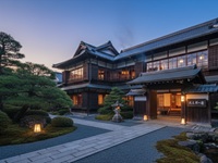 泊まれる文化財の宿の外観と庭